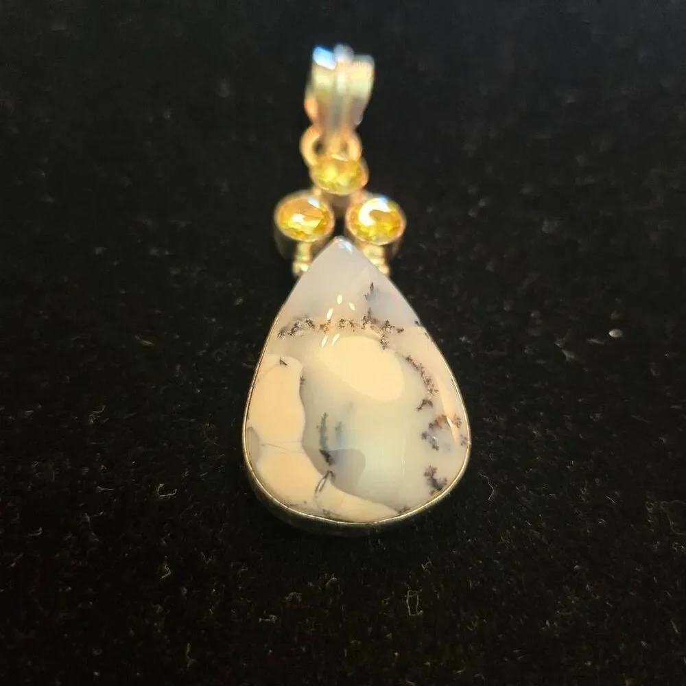 Dendrite Opal set in Sterling Silver 925 Pendant